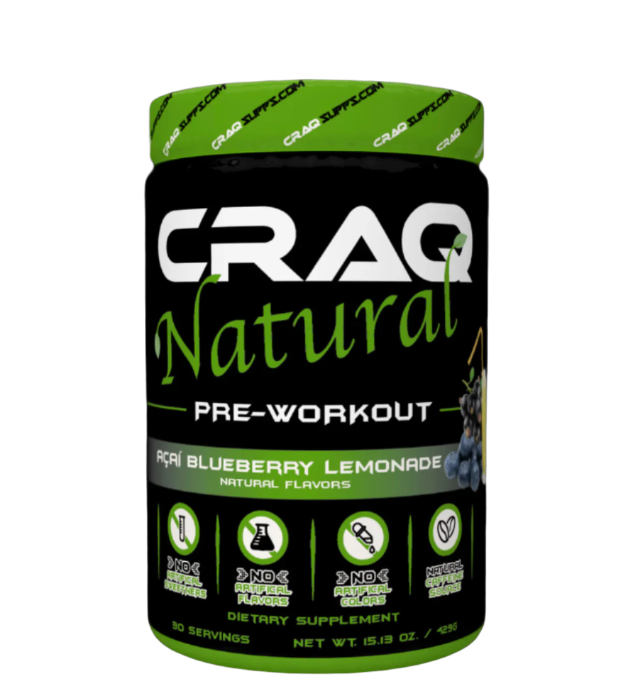 CRAQ Natural Pre-Workout Supplement & CRAQ BCAA+ Hydration Supplement Stack