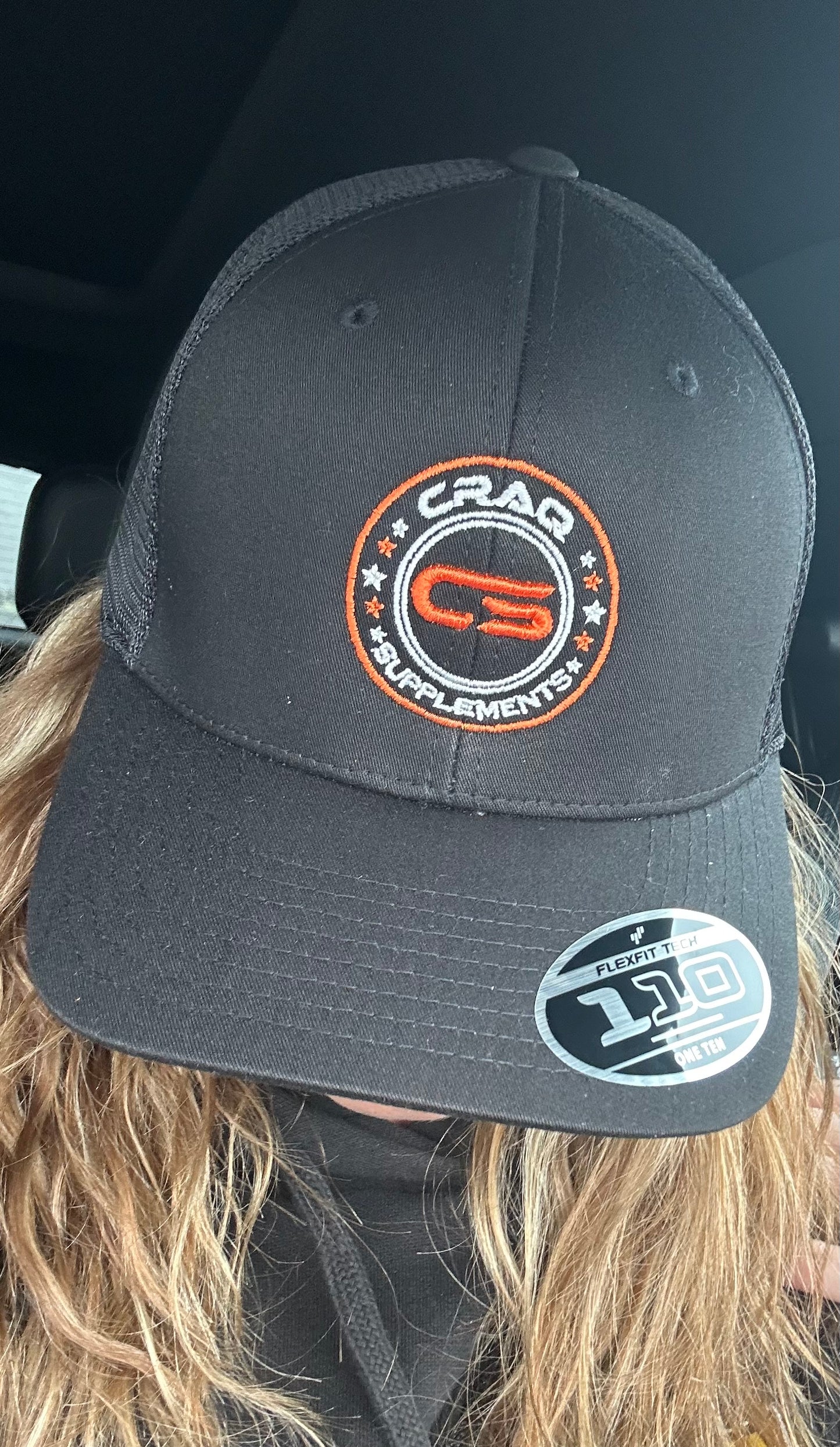 SALE - CRAQ Flexfit Black Hat with Puff CS Round Seal Logo (B/W or Full Color) (Orig $24.99)