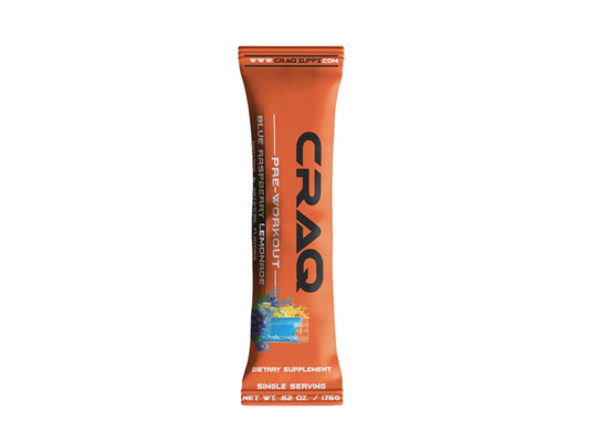 30 Single Servings of CRAQ Original Pre-Workout Supplement - Blue Raspberry Lemonade - BLOWOUT
