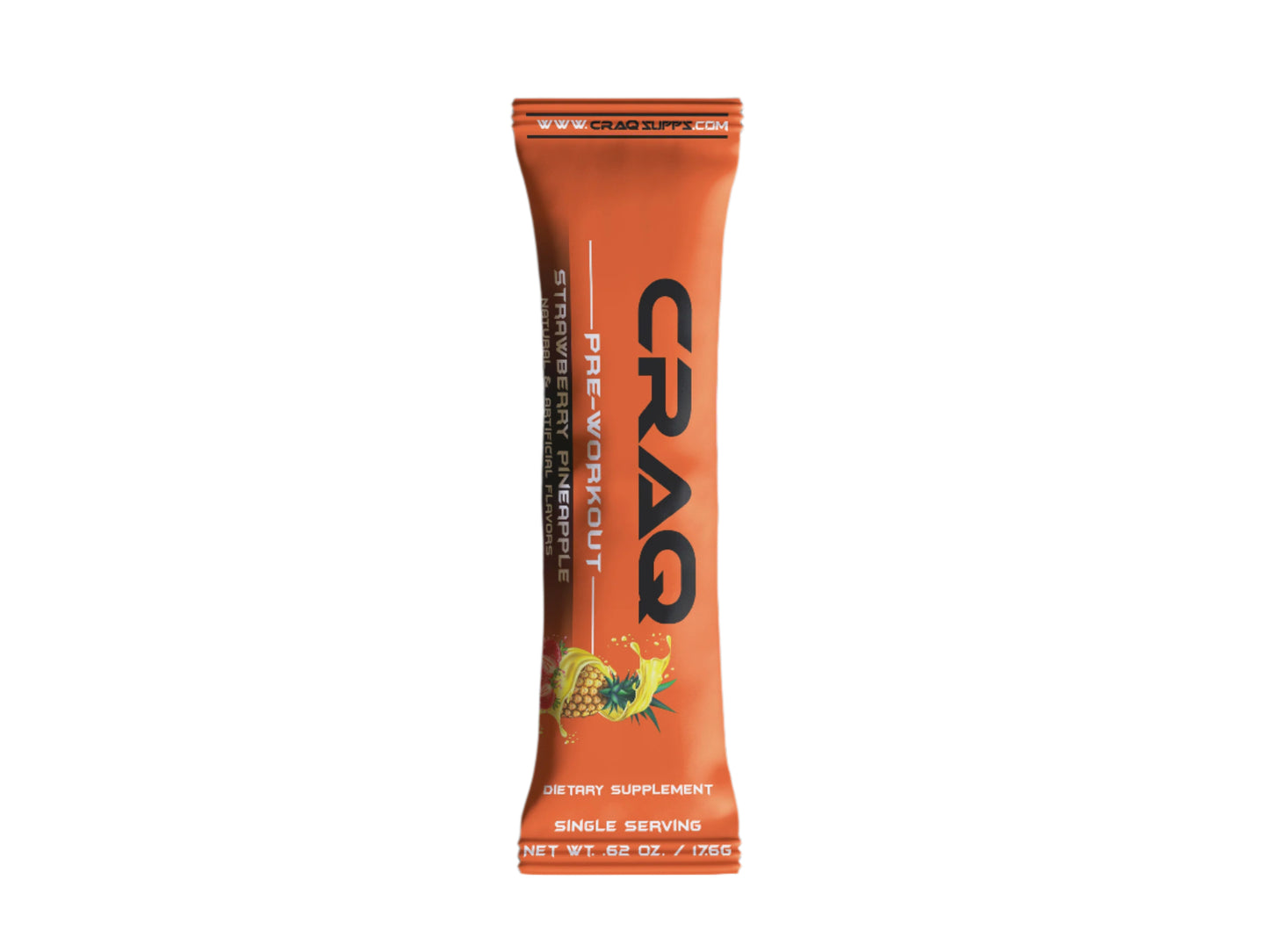 5 Single Servings of CRAQ Original Pre-Workout Supplement - Strawberry Pineapple