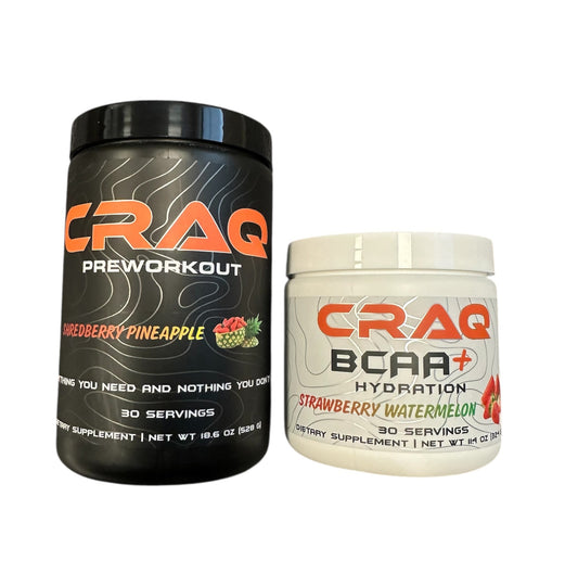 NEW!!!  CRAQ Original Pre-Workout Supplement & CRAQ BCAA+ Hydration Supplement STACK
