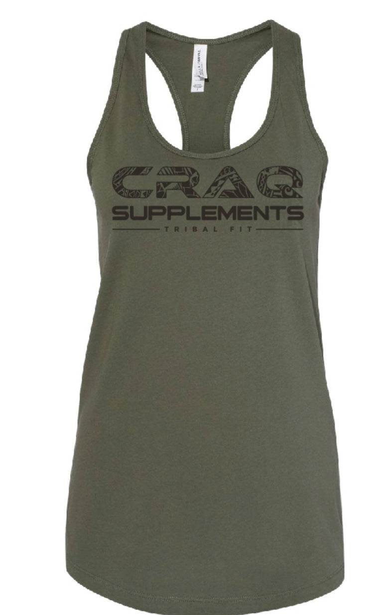 Women’s Razer Back Tank Military Green